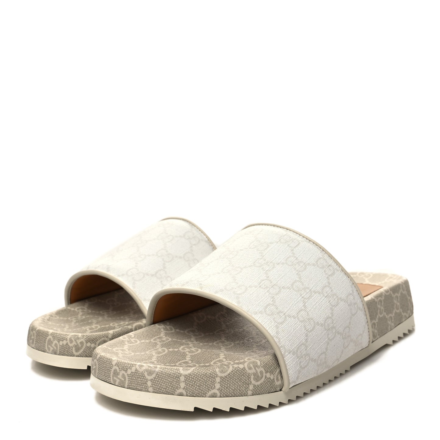 GG Supreme Monogram Demetra Mens Slide Sandals 12 White Mystic White