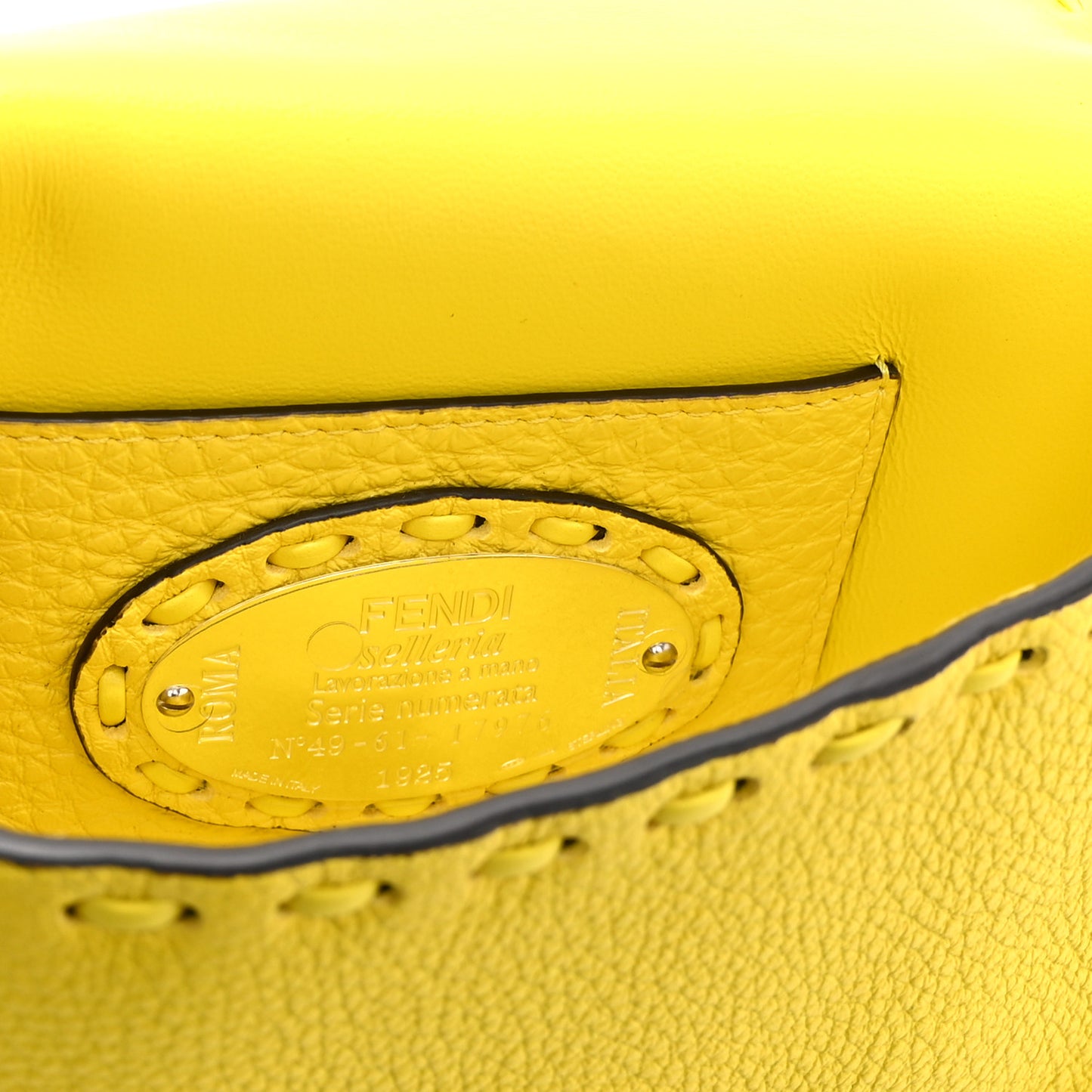 Cuoio Roma Sellerissima Nappa Sintetica Tape Stitch Mini Baguette Acid Yellow