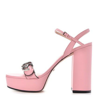 Gucci Calfskin GG Marmont Ankle Wrap 30/115mm Platform Sandals 39 Wild Rose 1 of 8