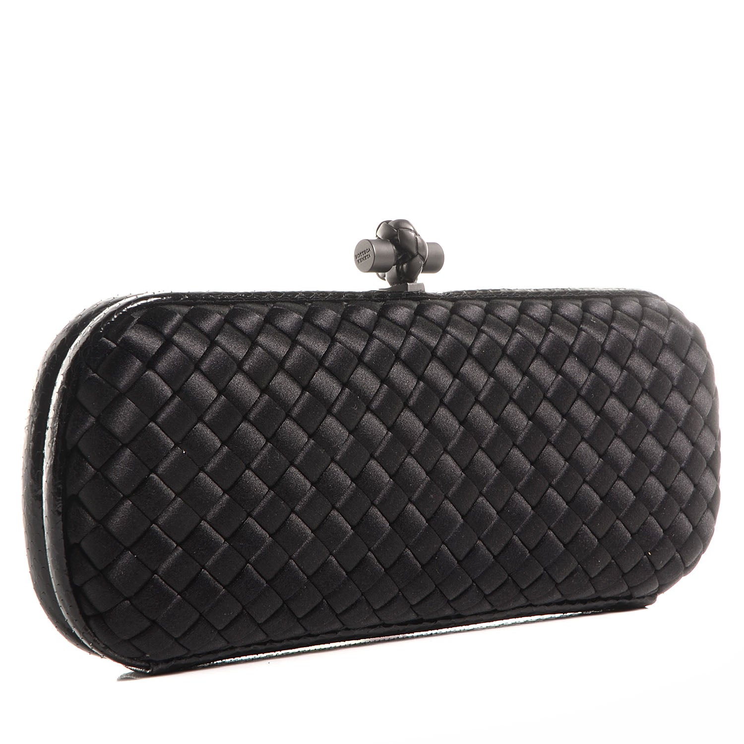 Bottega Veneta Satin Ayers Intreccio Impero Stretch Knot Clutch Black 3 of 6