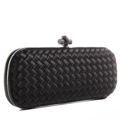 Bottega Veneta Satin Ayers Intreccio Impero Stretch Knot Clutch Black 3 of 6