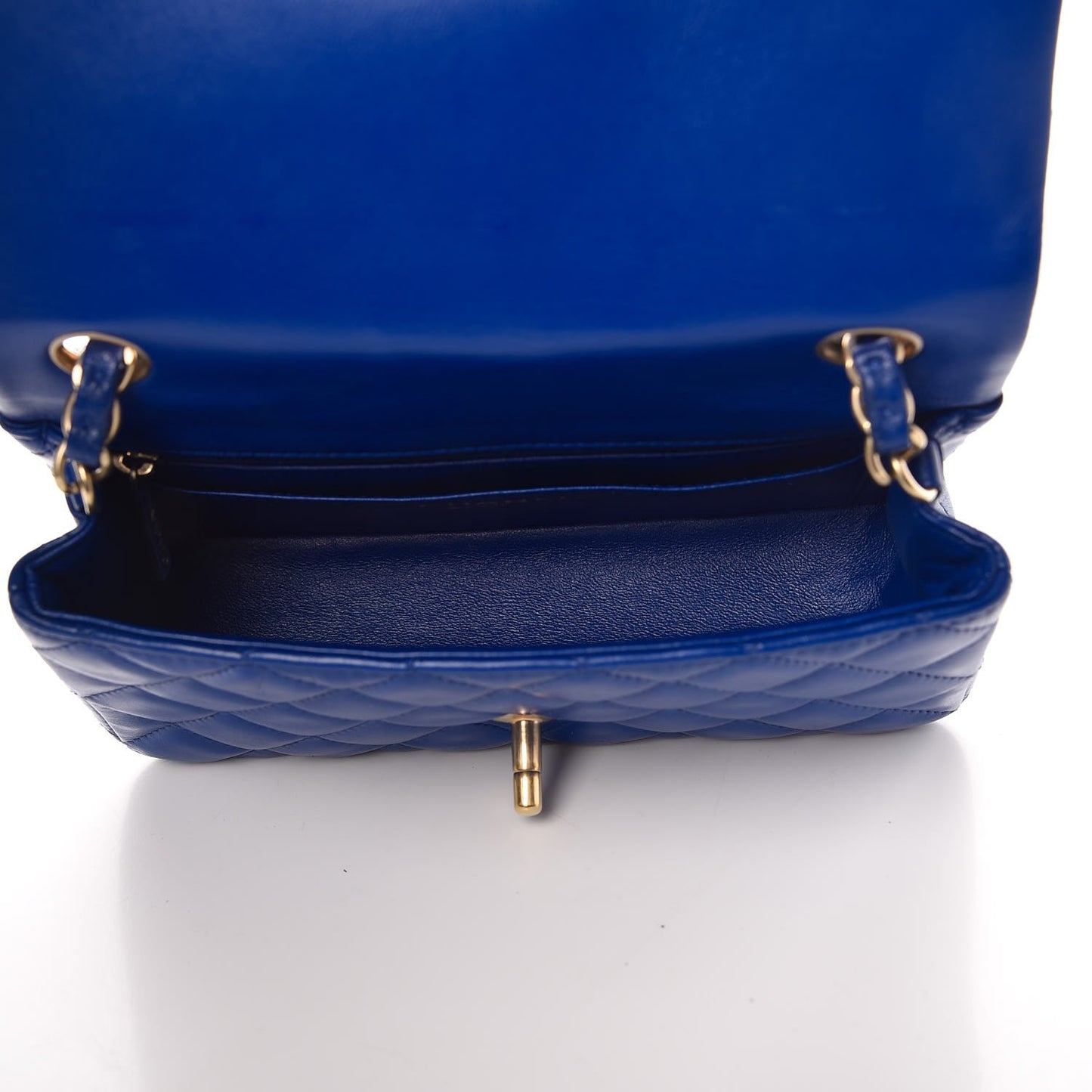 Lambskin Quilted Mini Rectangular Flap Dark Blue
