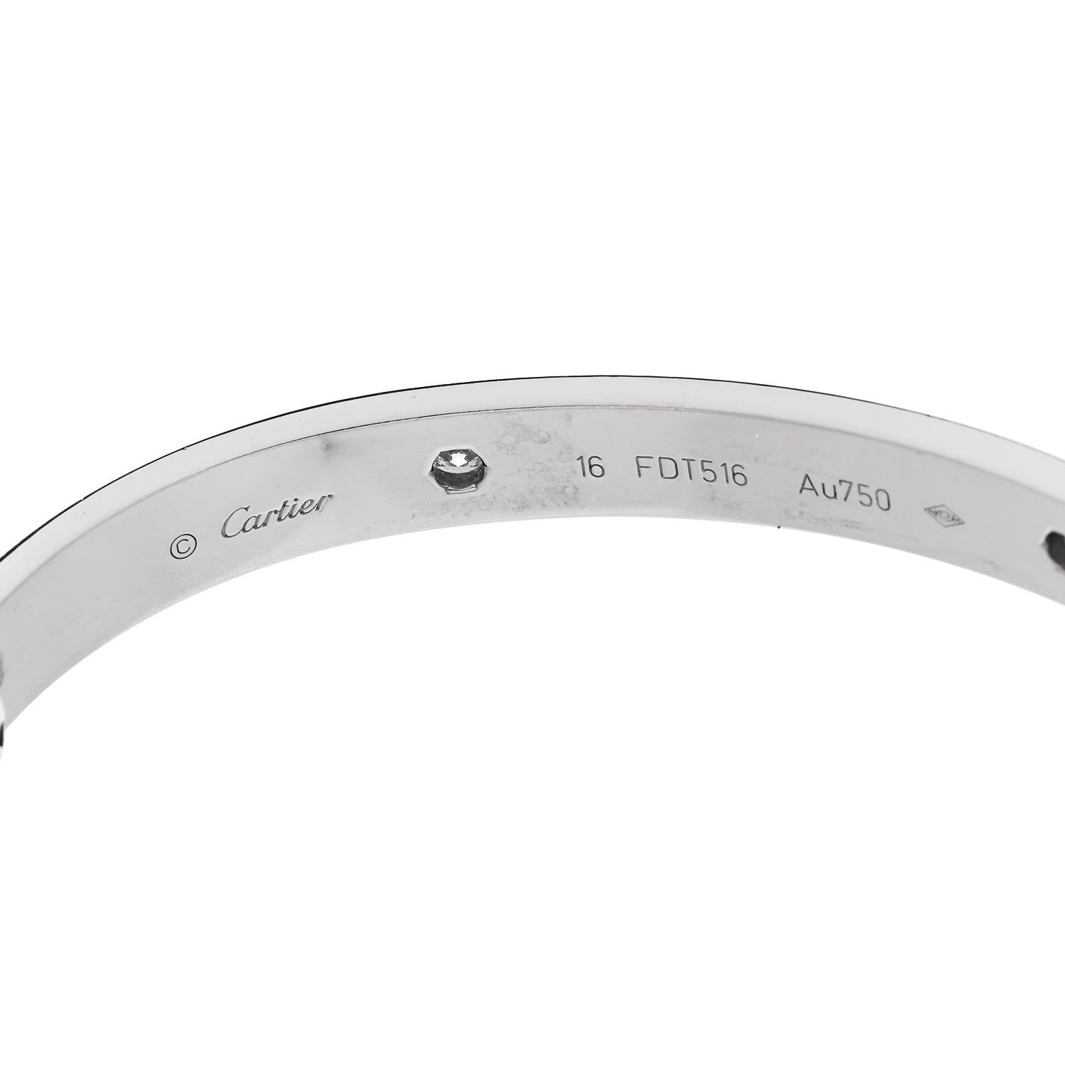Cartier 18K White Gold 4 Diamond LOVE Bracelet 16 7 of 9
