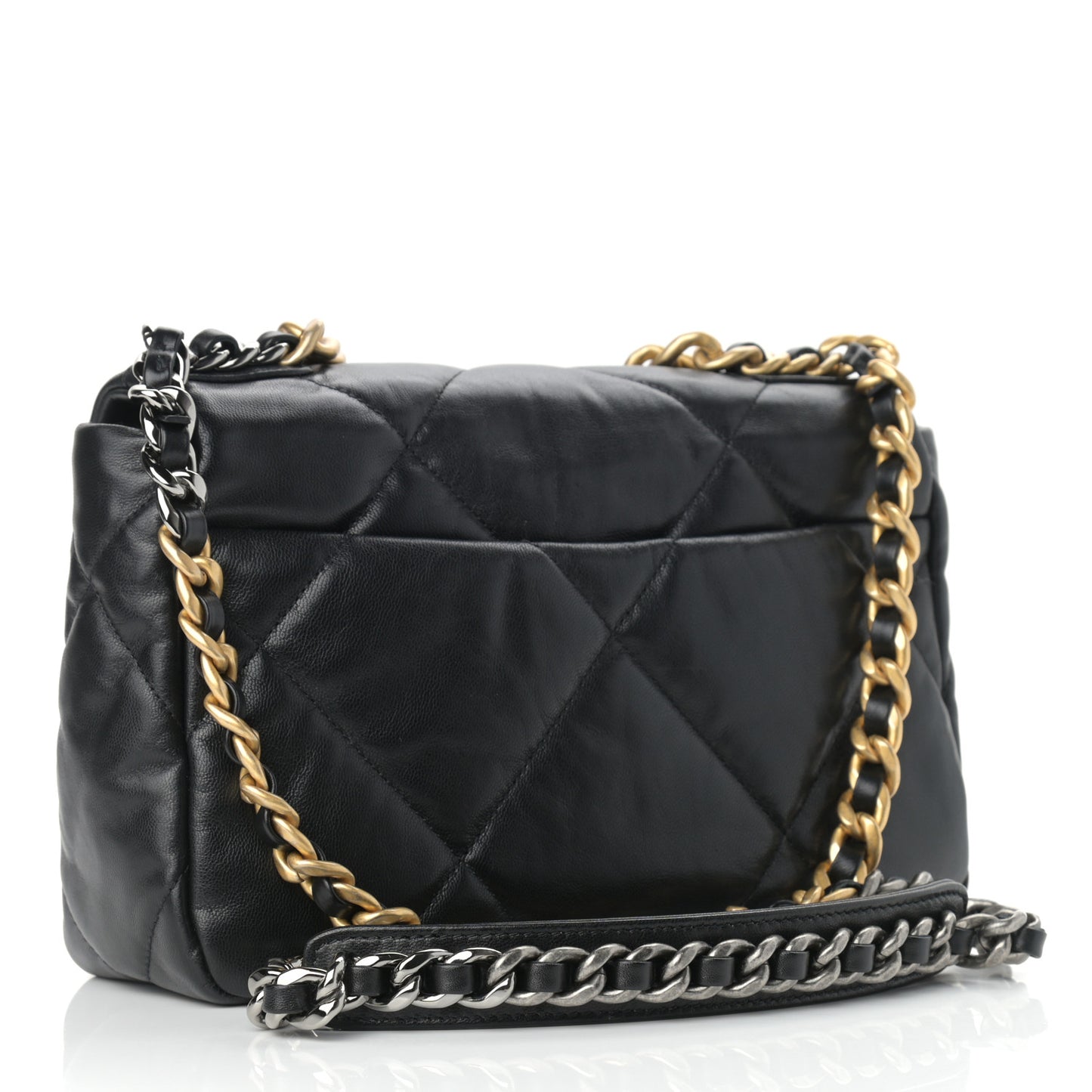 Goatskin Quilted Medium Chanel 19 Flap Black