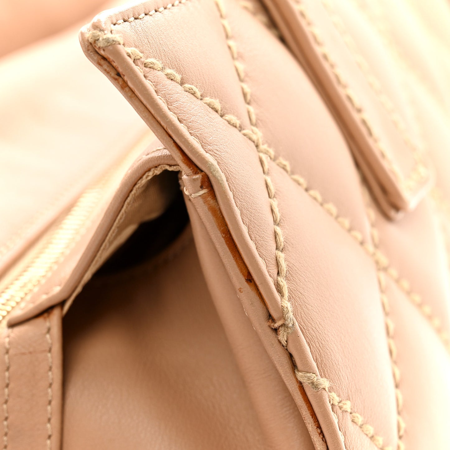 Calfskin Wild Stitch Small Tote Beige