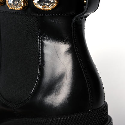 Gucci Calfskin Crystal GG Trip Chelsea Ankle Boots 38 Black 9 of 12
