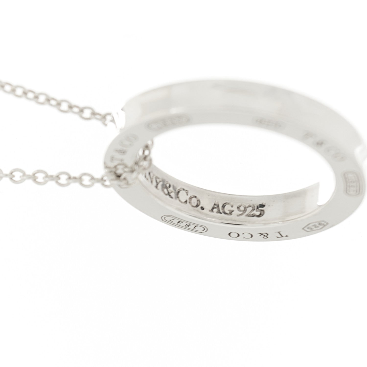 Tiffany Sterling Silver 1837 Circle Pendant Necklace 8 of 8