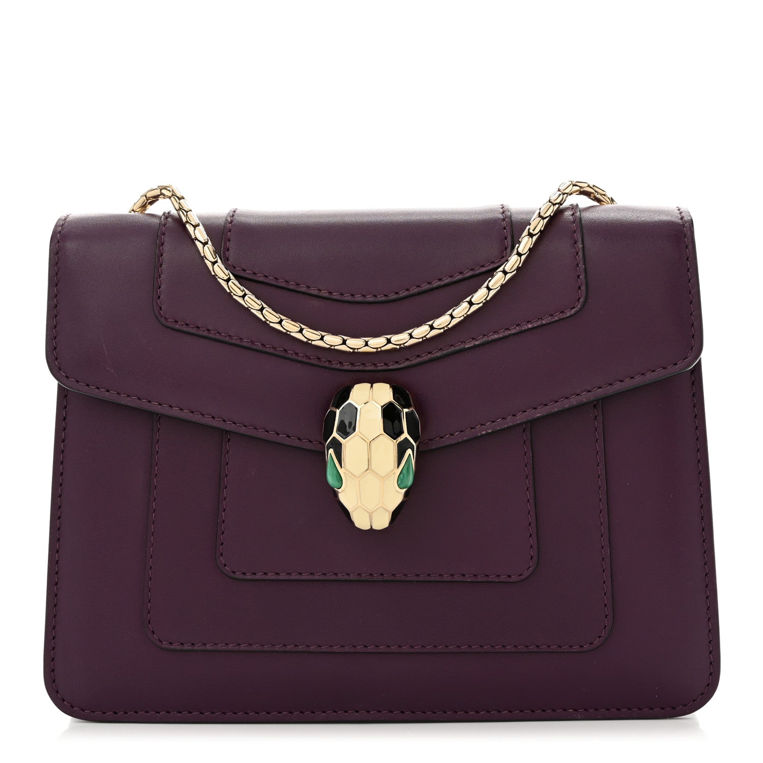 Bulgari Calfskin Small Serpenti Forever Snake Strap Crossbody Bag Purple 1 of 10
