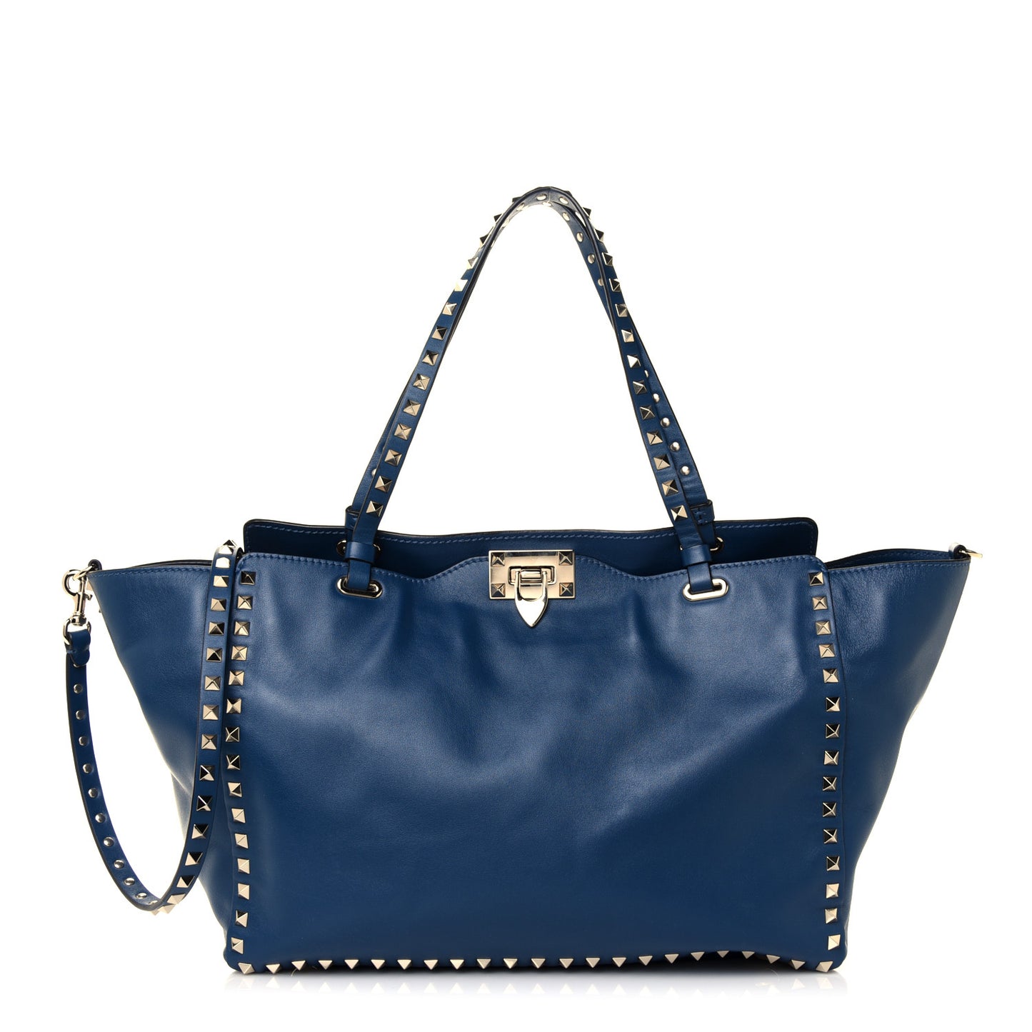 Vitello Medium Rockstud Tote Peacock