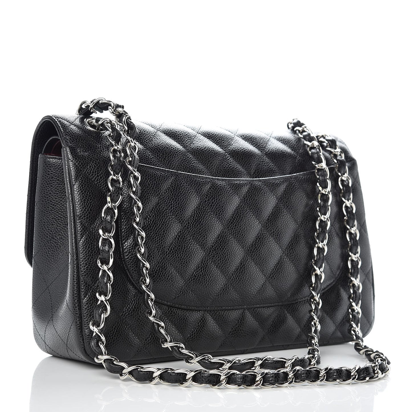 Caviar Quilted Jumbo Double Flap Black