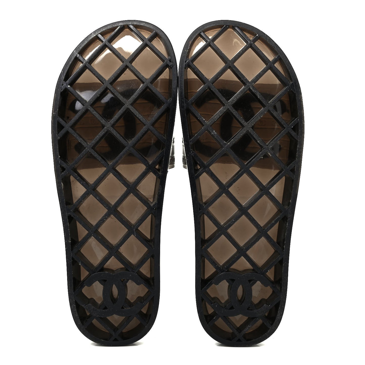 PVC Transparent CC Flat Slide Sandals 40 Black