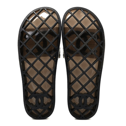 Chanel PVC Transparent CC Flat Slide Sandals 40 Black 4 of 4