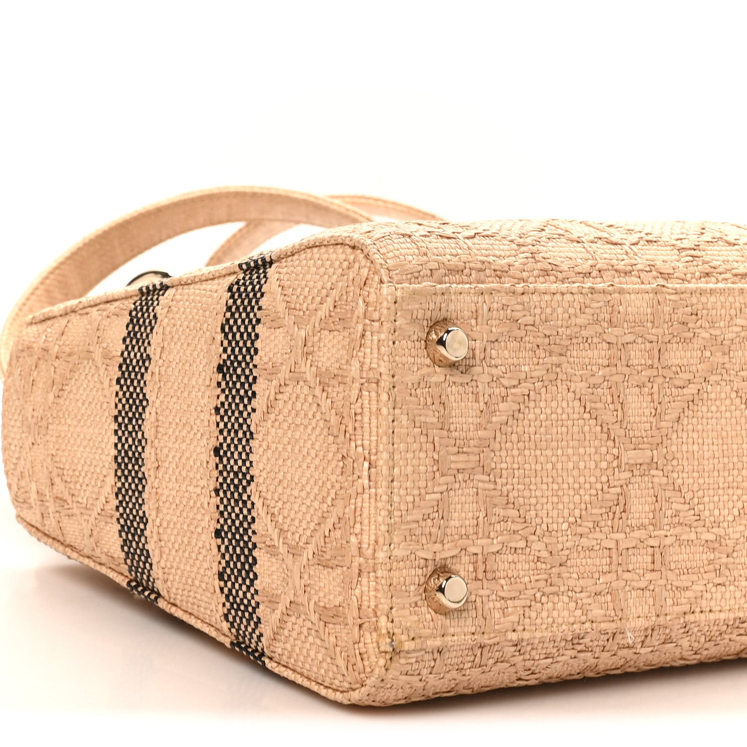 Christian Dior Raffia Woven Cannage Embroidered Medium Lady D-Lite Natural Black 9 of 10