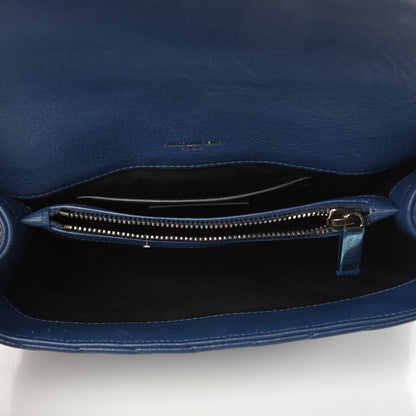 Saint Laurent Sheepskin Matelasse Monogram Medium College Bag Navy 5 of 9