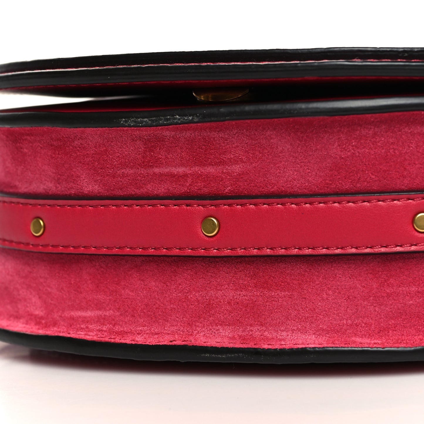 Calfskin Suede Crocodile Embossed Small Nile Bracelet Bag Crimson Pink