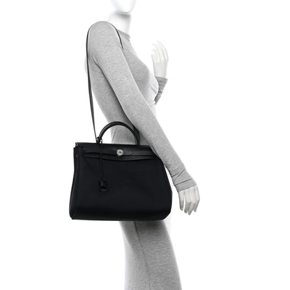 Hermes Military Toile Vache Hunter Herbag Zip Retourne 31 PM Black 2 of 13