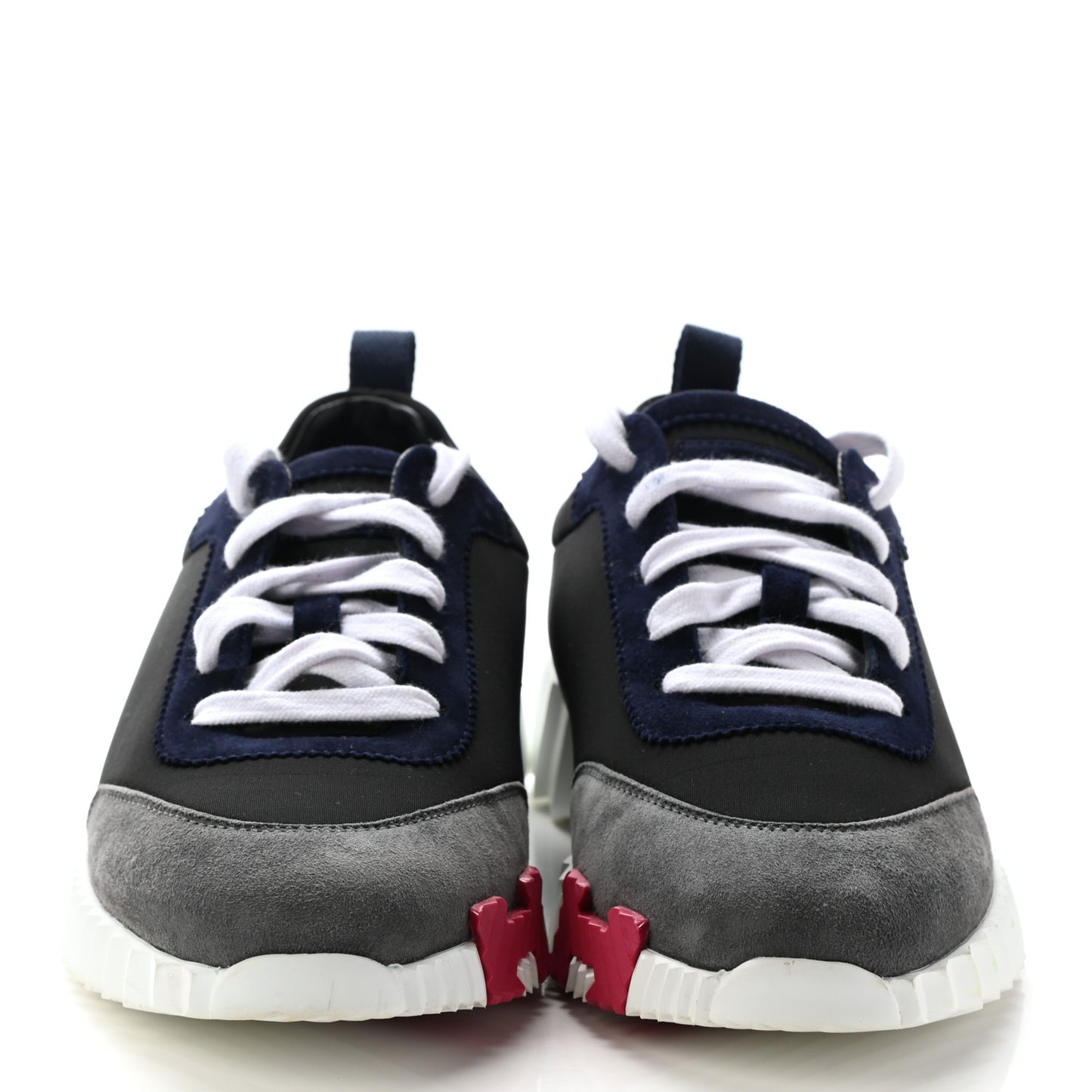 Technical Canvas Suede Goatskin Womens Bouncing Sneakers 38 Black Gris Osmium