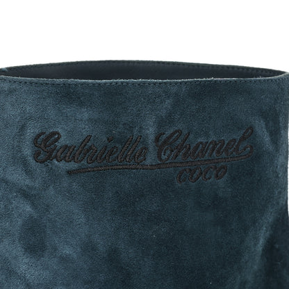 Chanel Suede Calfskin Satin Gabrielle Cap Toe Short Boots 38 Blue Black 9 of 9