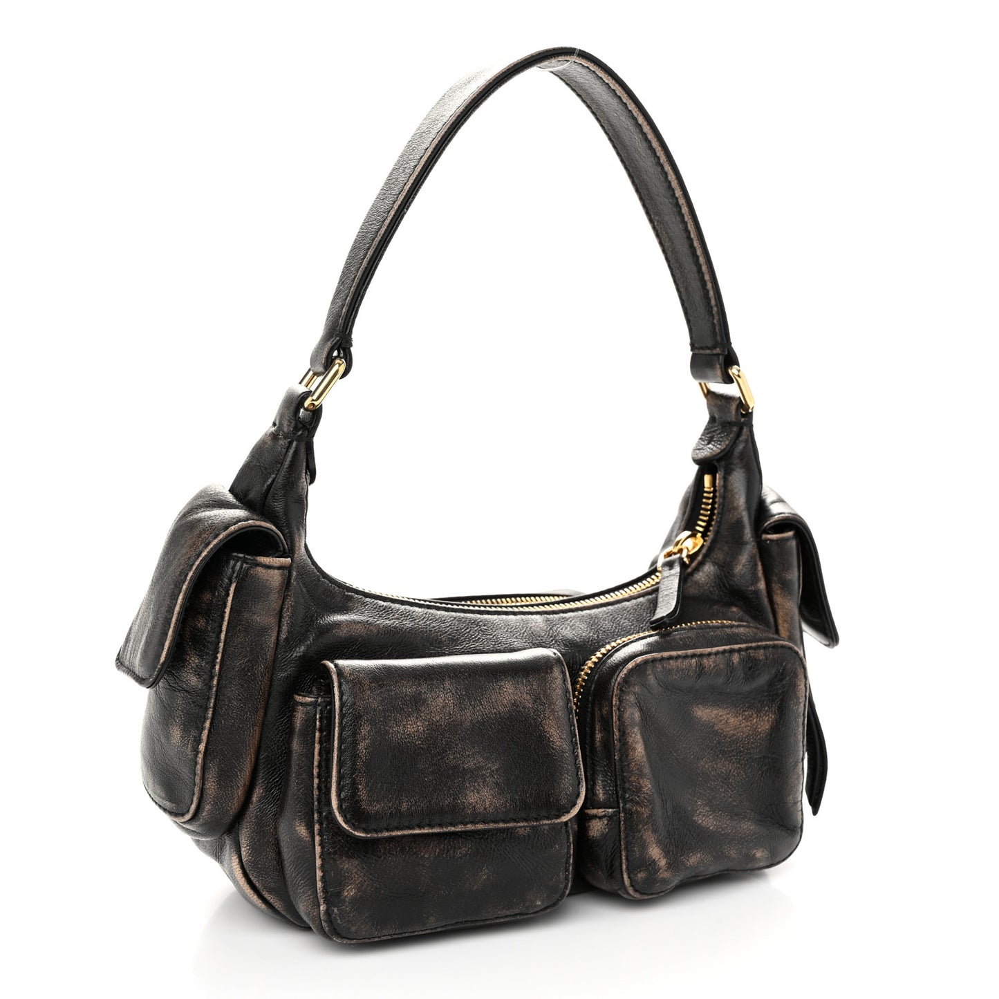 Distressed Nappa Pocket Bag Sand Coffee