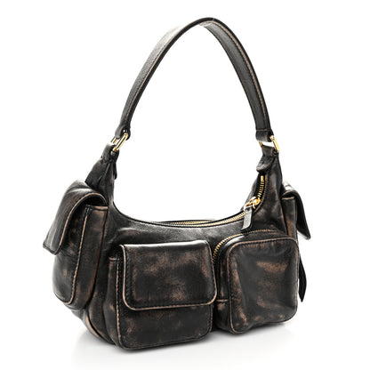 Miu Miu Distressed Nappa Pocket Bag Sand Coffee 3 of 10