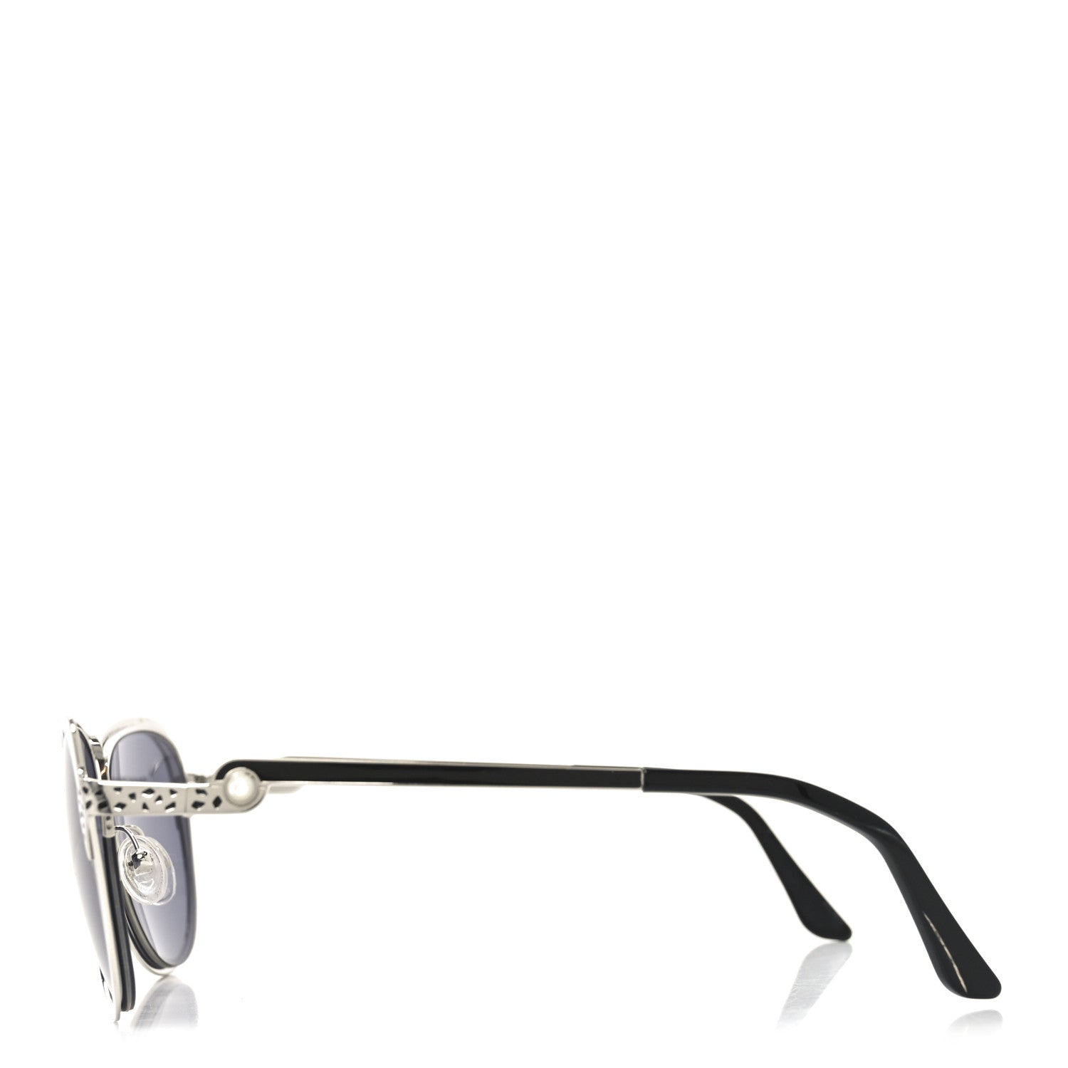 Cartier Metal Pearl Cat Eye Sunglasses Black Silver 1841968