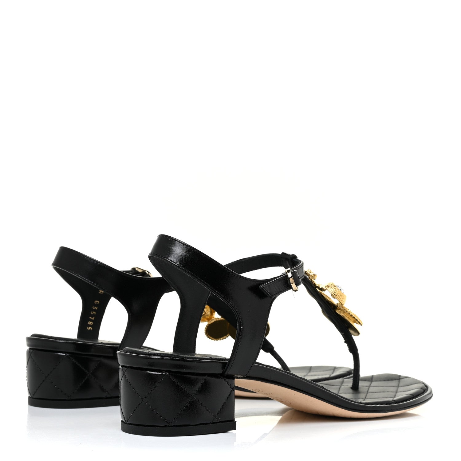Chanel Calfskin Medallion CC Thong Sandals 39.5 Black 4 of 10