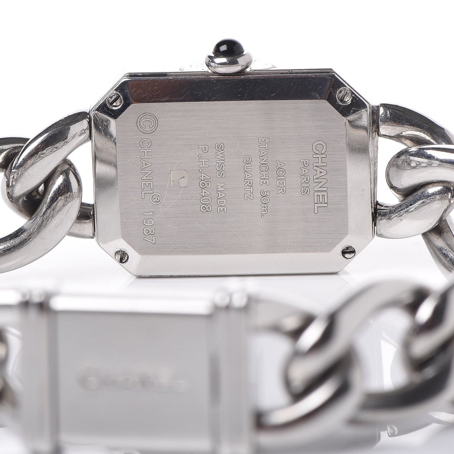 Chanel Stainless Steel Diamond Bezel 20mm Chain Premiere Quartz Watch Black S 5 of 8