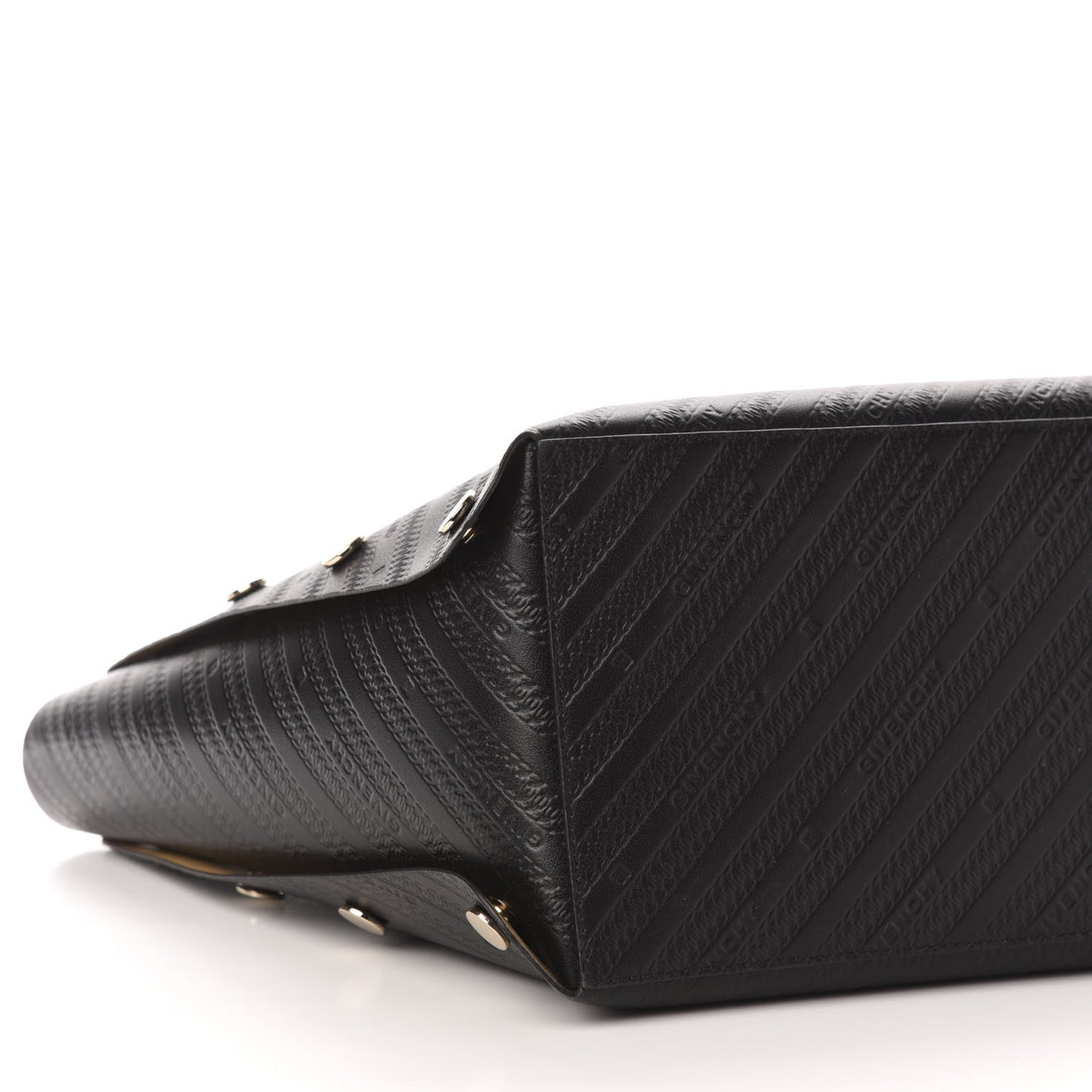 Calfskin Chain Embossed Medium Bond Shopper Tote Black