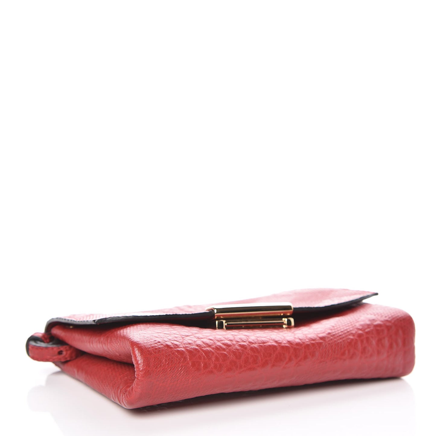 Signature Grain Calfskin Check Embossed Langley Crossbody Military Red