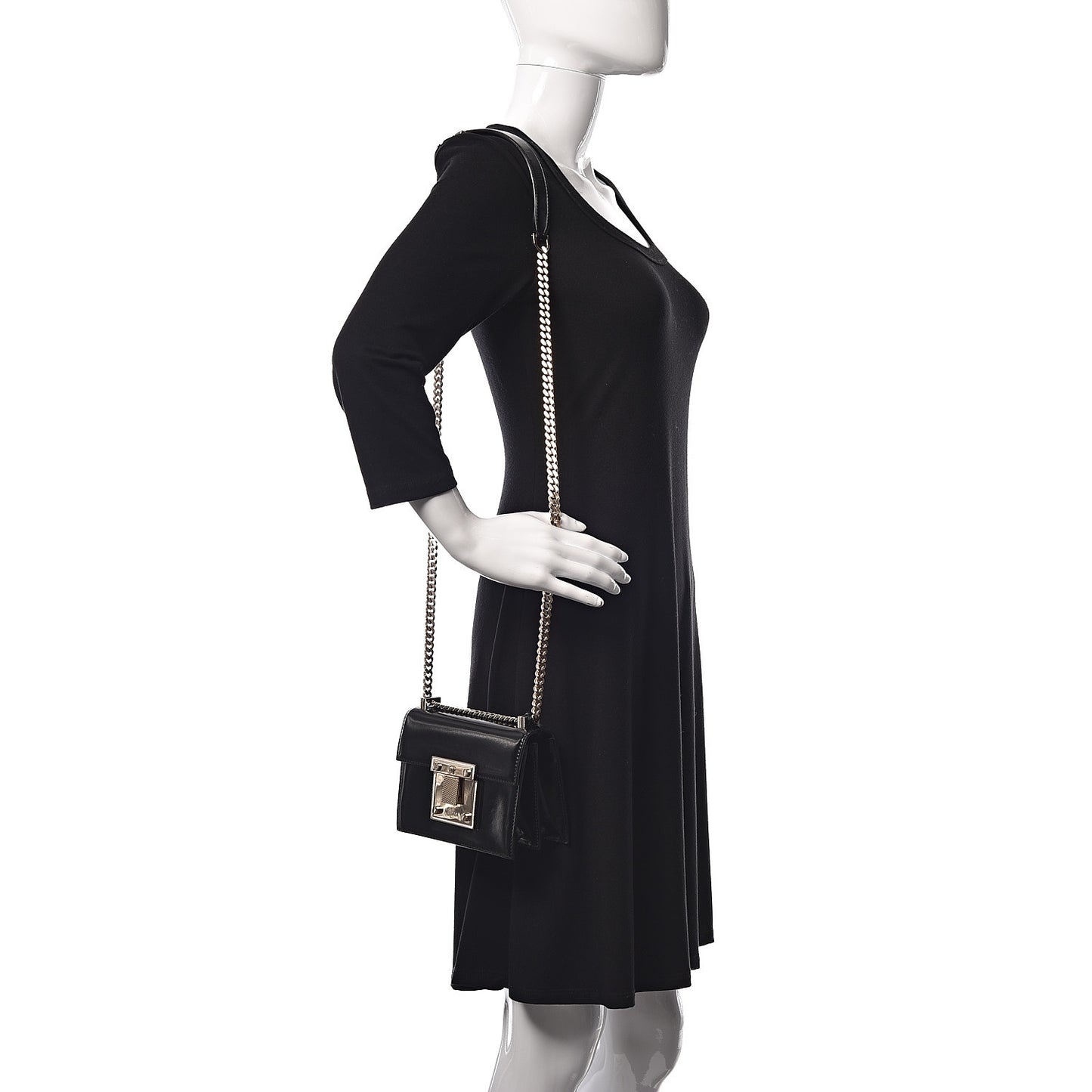 Patent Small Diamante Flap Black