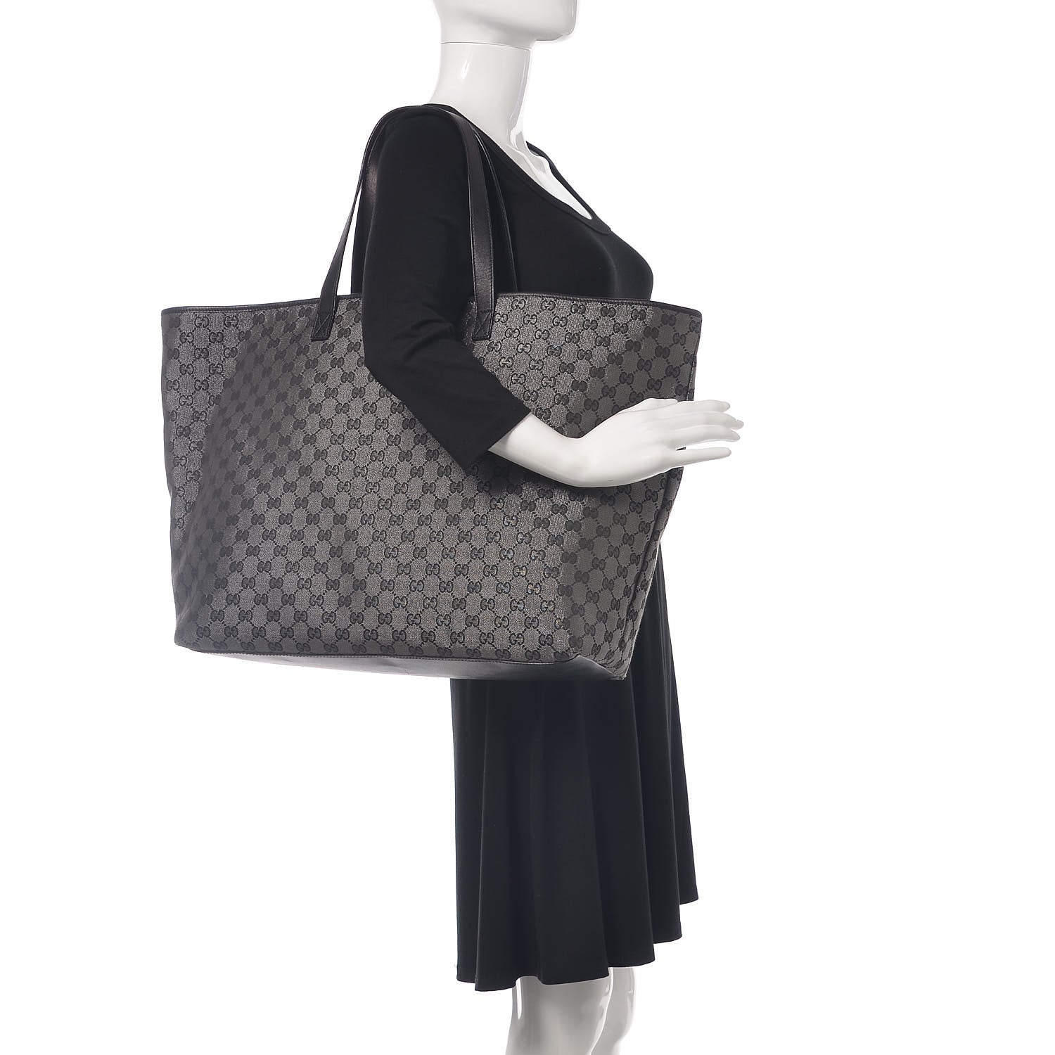 Gucci Metallic Monogram XL Shopper Tote Black 2 of 11