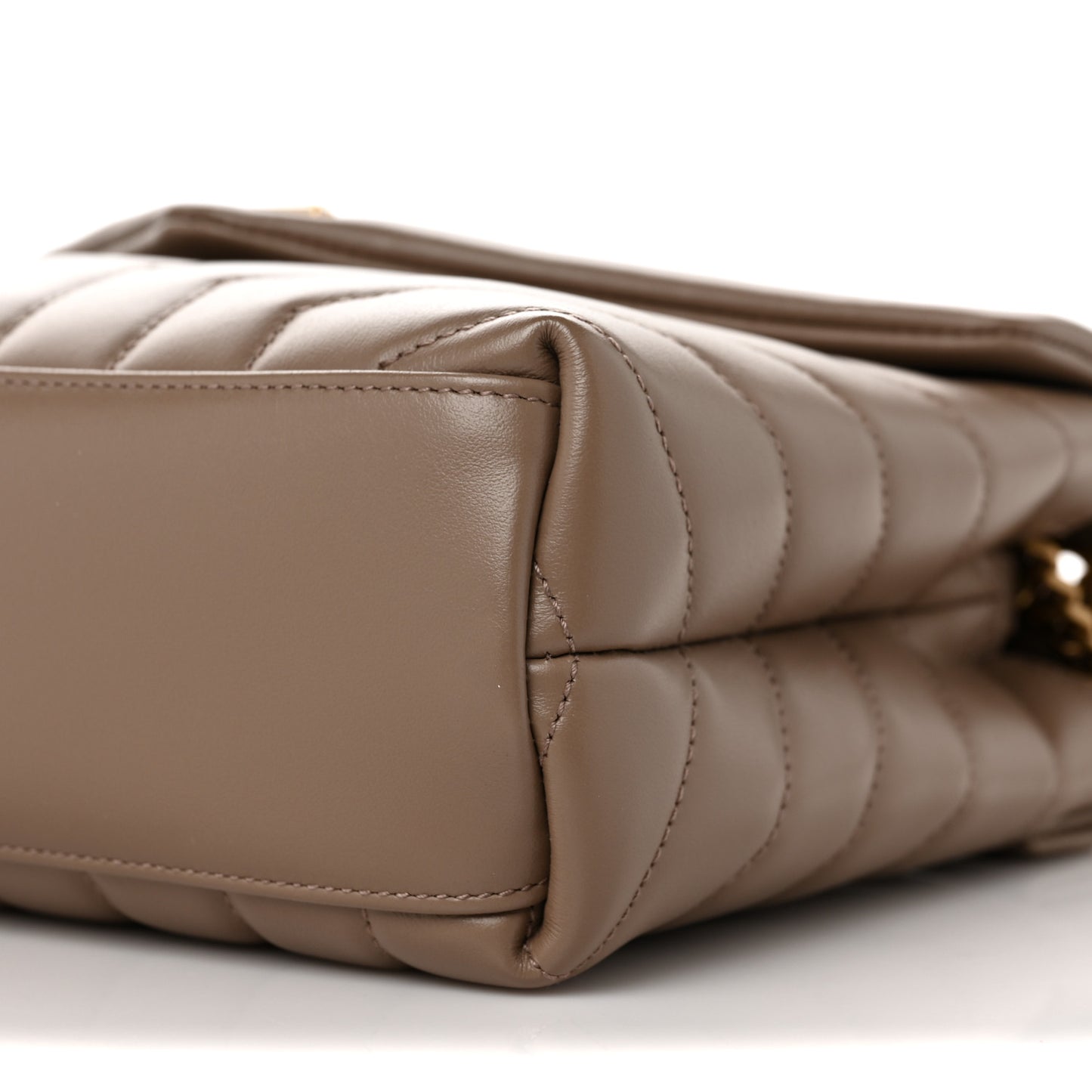 Calfskin Y Quilted Monogram Small Loulou Chain Satchel Taupe
