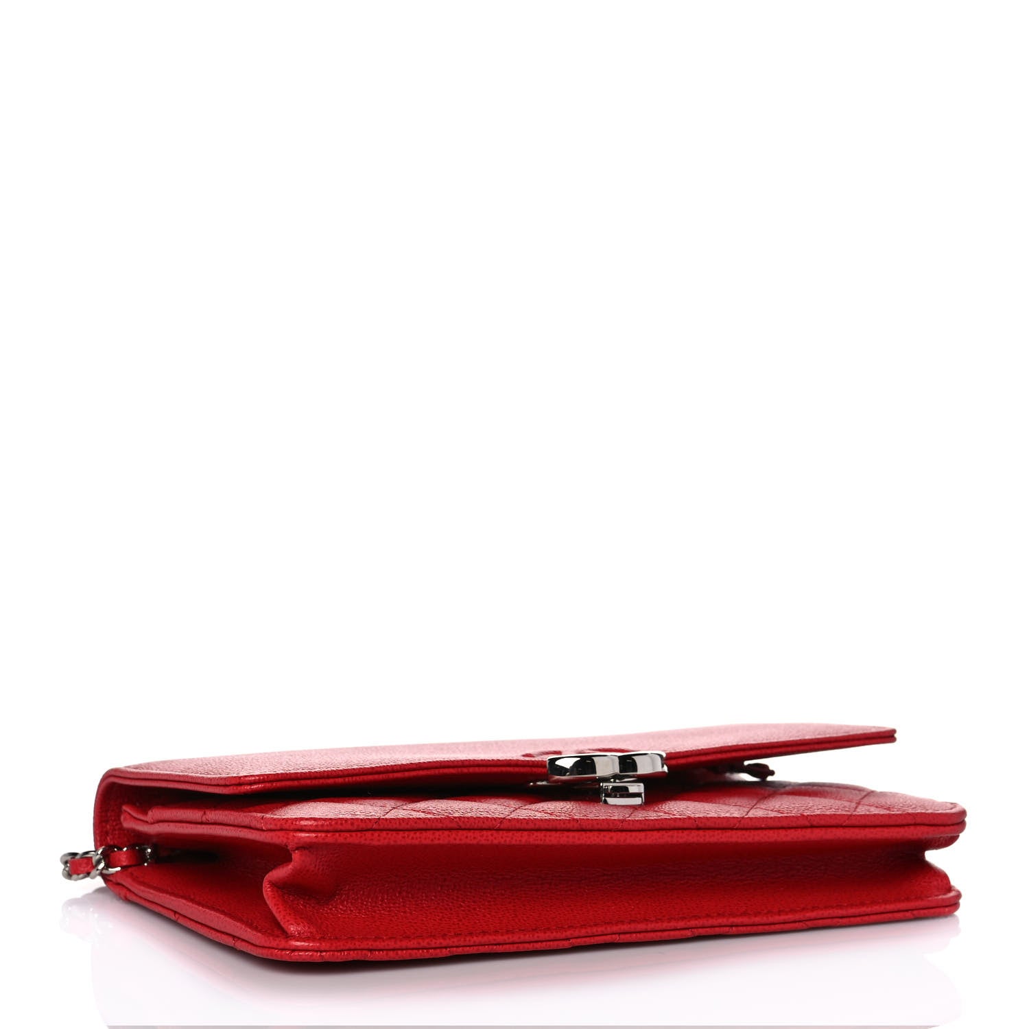Chanel Grained Calfskin Quilted CC Box Wallet On Chain WOC Red 4 of 11