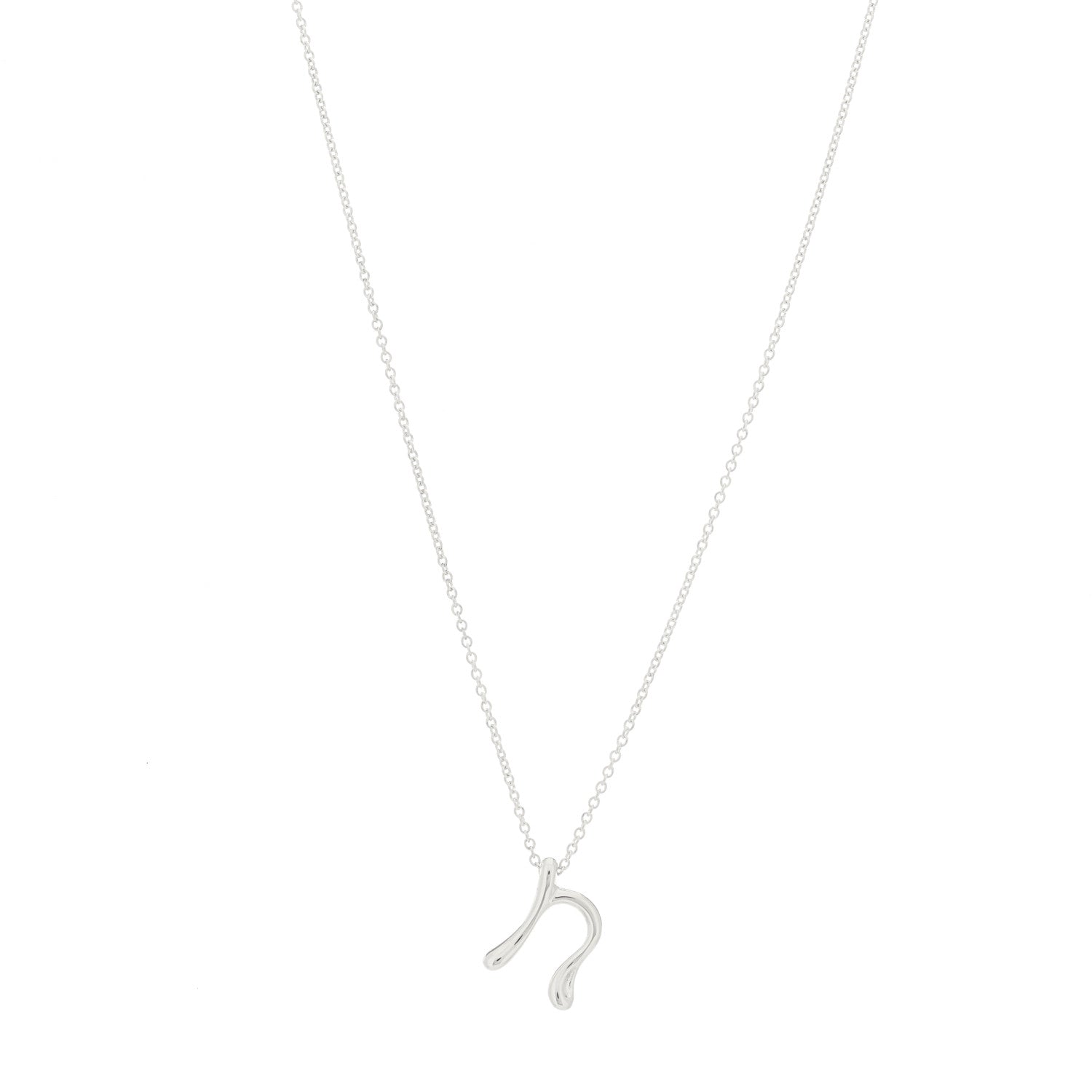 Tiffany Sterling Silver Elsa Peretti Letter N Pendant Necklace 1 of 7