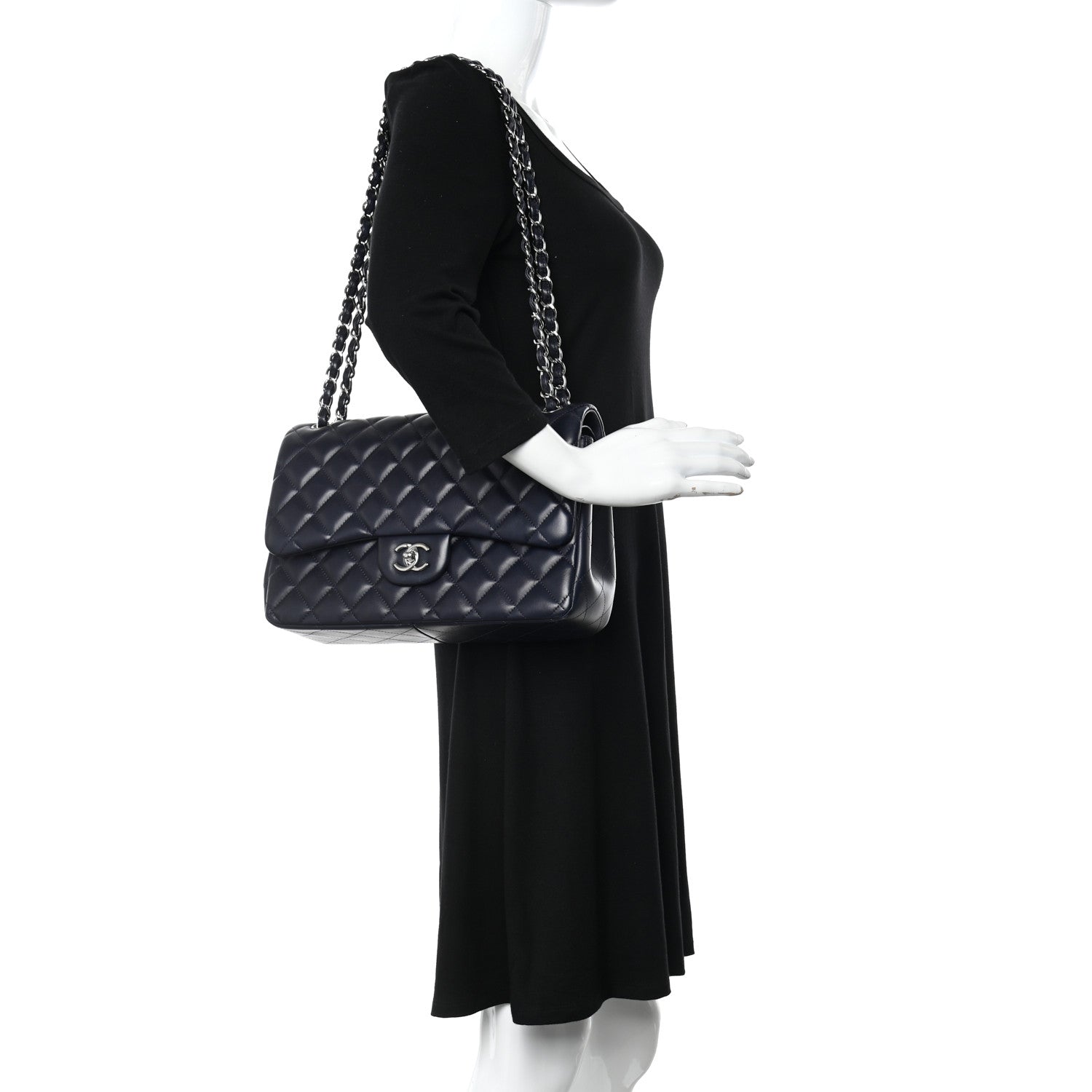 Chanel Lambskin Quilted Jumbo Double Flap Navy 2 of 10