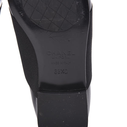 Chanel Calfskin Elastic Lace Up Cap Toe CC Loafers 35.5 Black 6 of 8