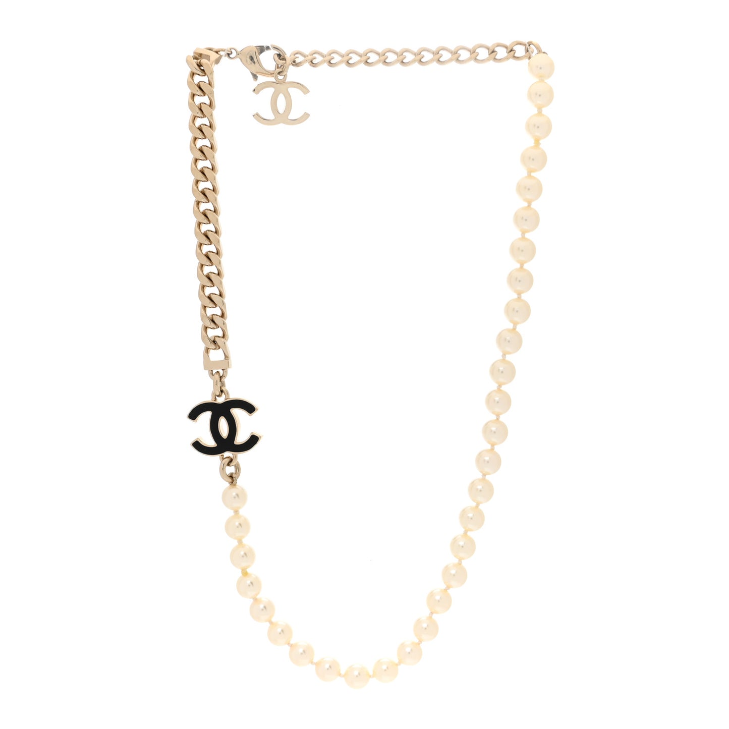 Pearl Resin CC Choker Necklace Gold White Black