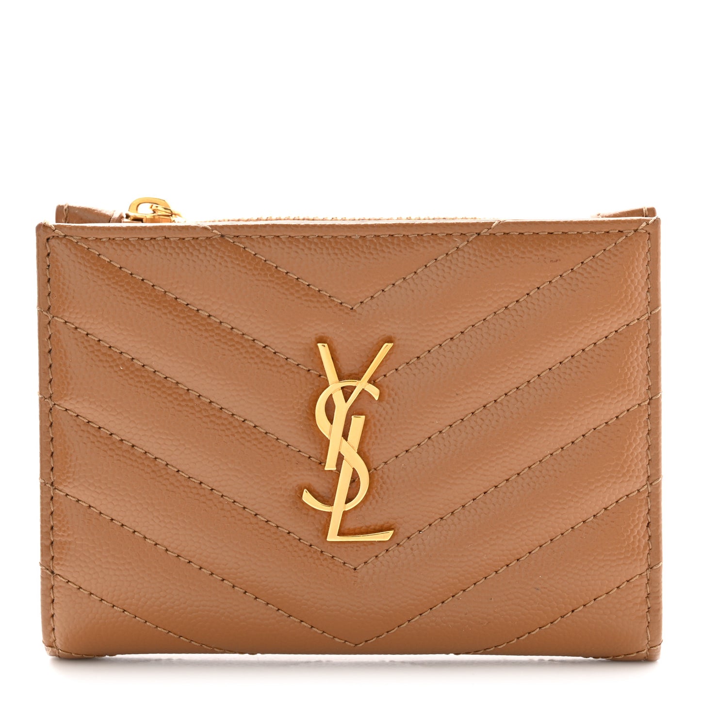 Grain De Poudre Matelasse Chevron Monogram Zipped Card Case Natural Dark