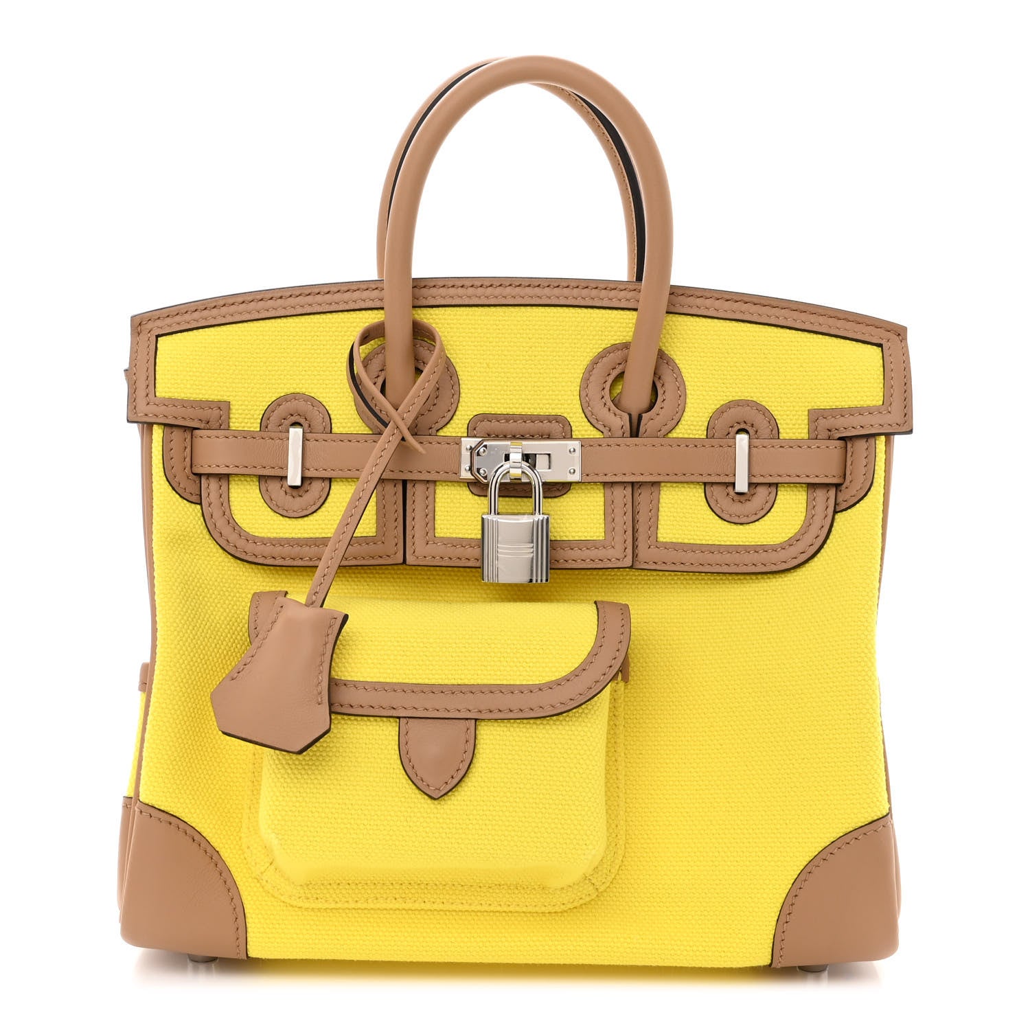 Hermes Toile Goeland Swift Cargo Birkin 25 Jaune Citron Chai 1 of 10