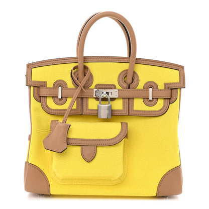 Hermes Toile Goeland Swift Cargo Birkin 25 Jaune Citron Chai 1 of 10