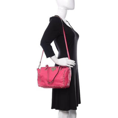 Valentino Garavani Vitello Small Rockstud Tote Deep Cyclamin 2 of 15