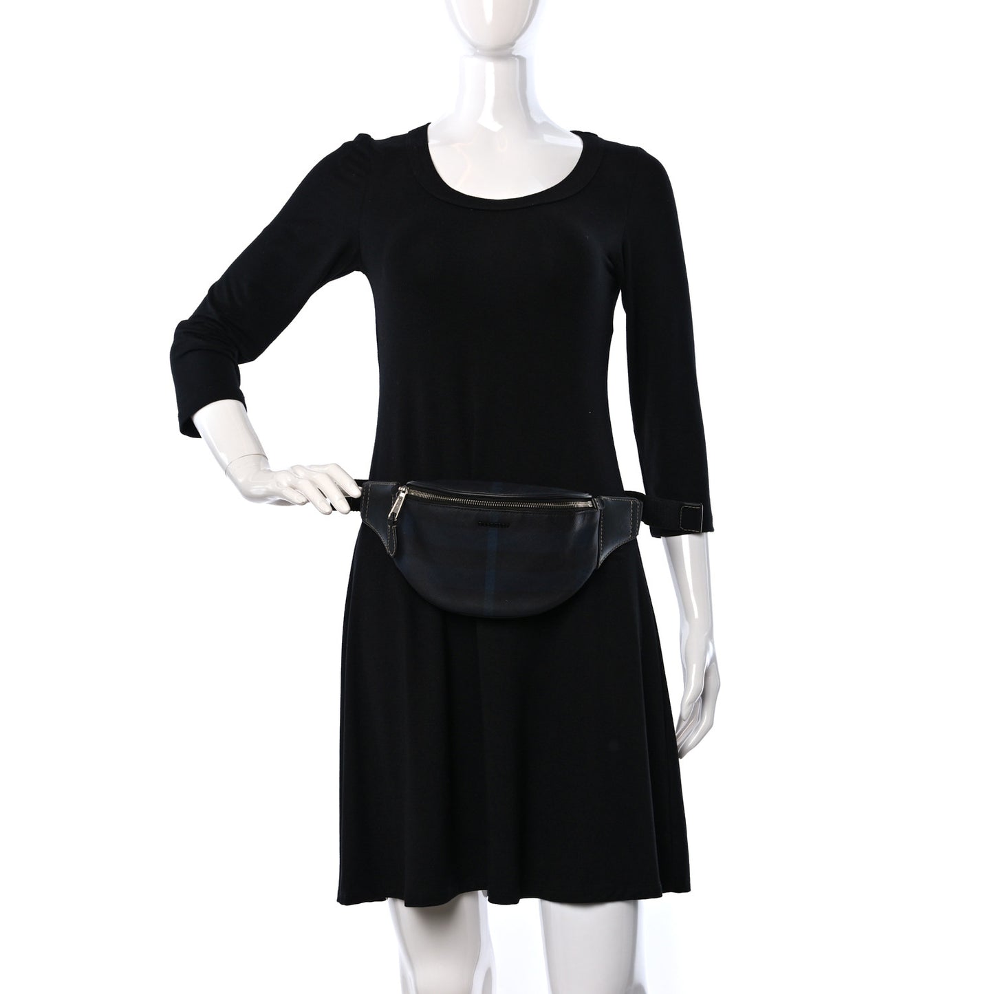 E-canvas Check Cason Mini Bum Bag Navy Blue