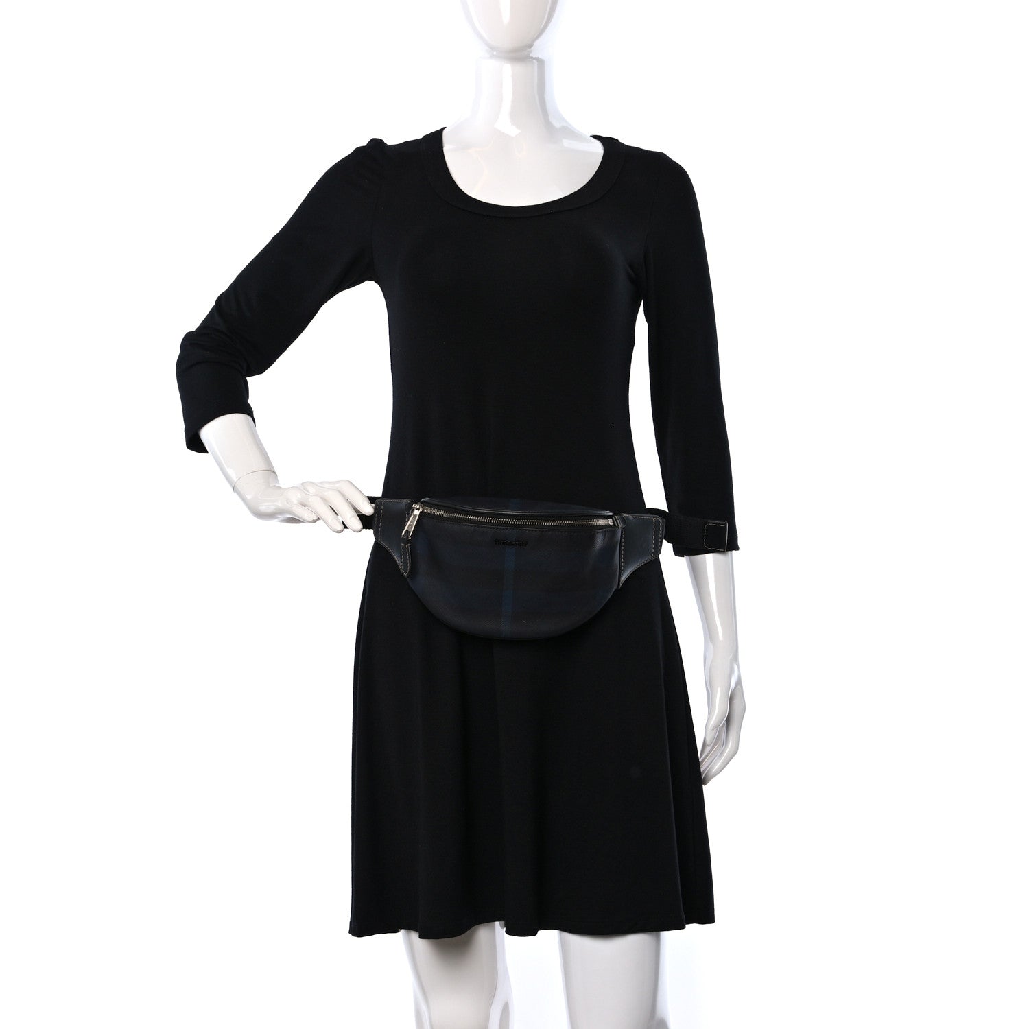 Burberry E-canvas Check Cason Mini Bum Bag Navy Blue 3 of 9