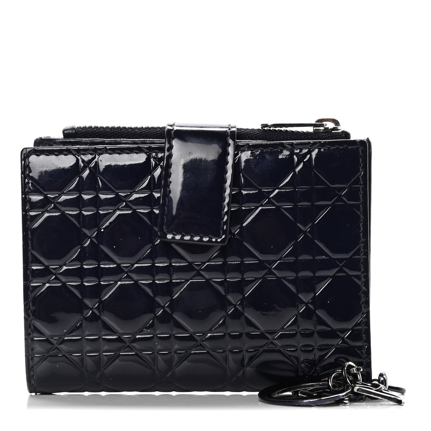 Patent Cannage Lady Dior Eden Wallet Navy Blue