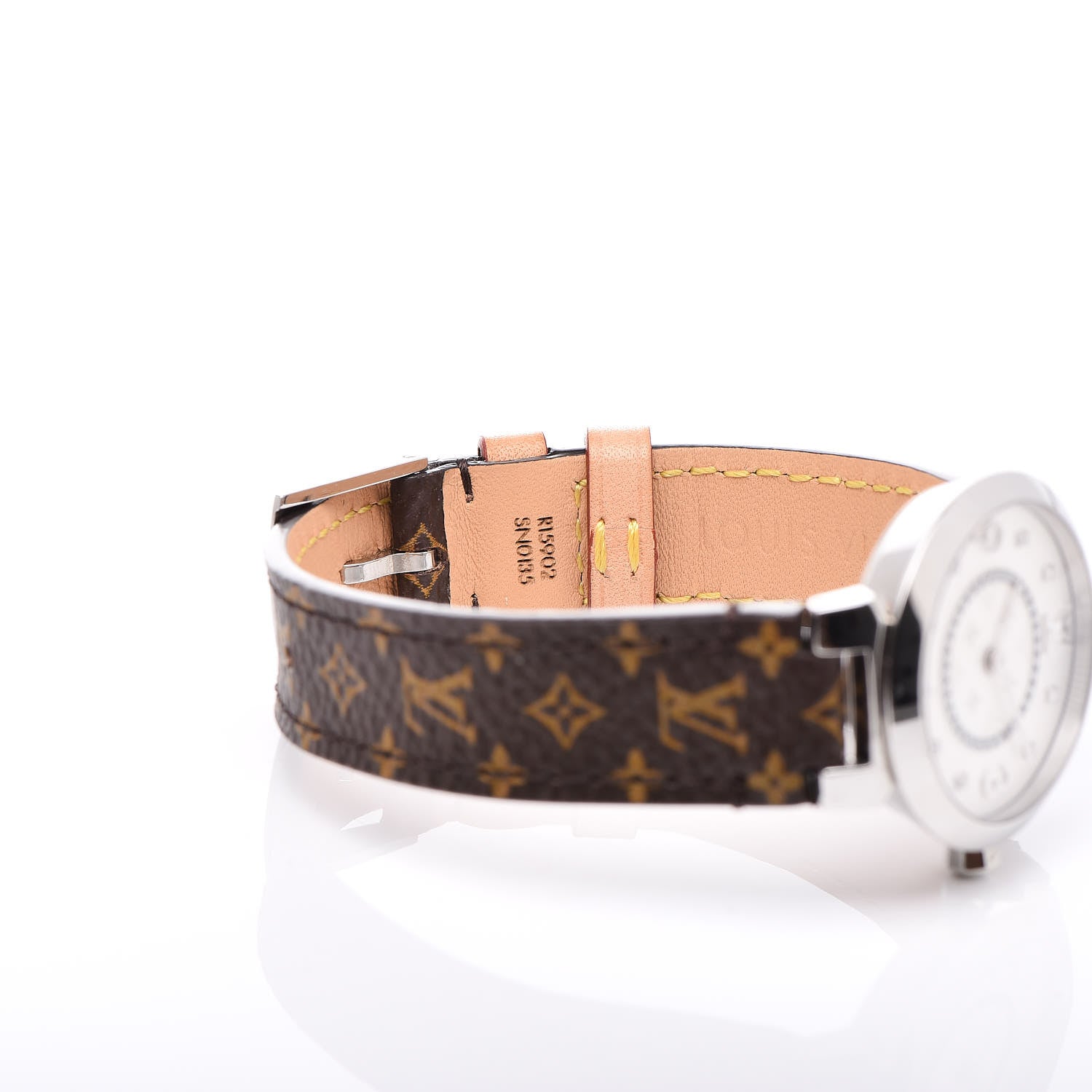 Louis Vuitton Stainless Steel Monogram Diamond 28mm Tambour Slim Quartz Watch 6 of 8