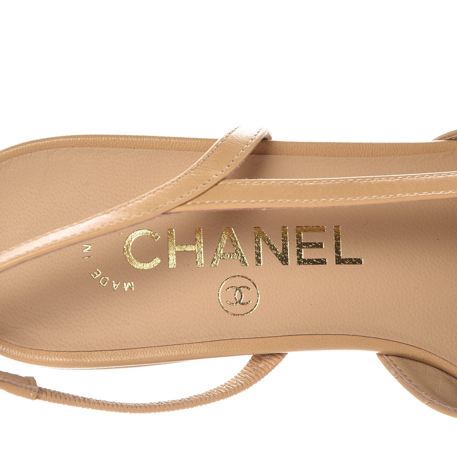 Chanel Lambskin Grosgrain Cap Toe CC Slingback Sandals 36 Beige Black 7 of 8