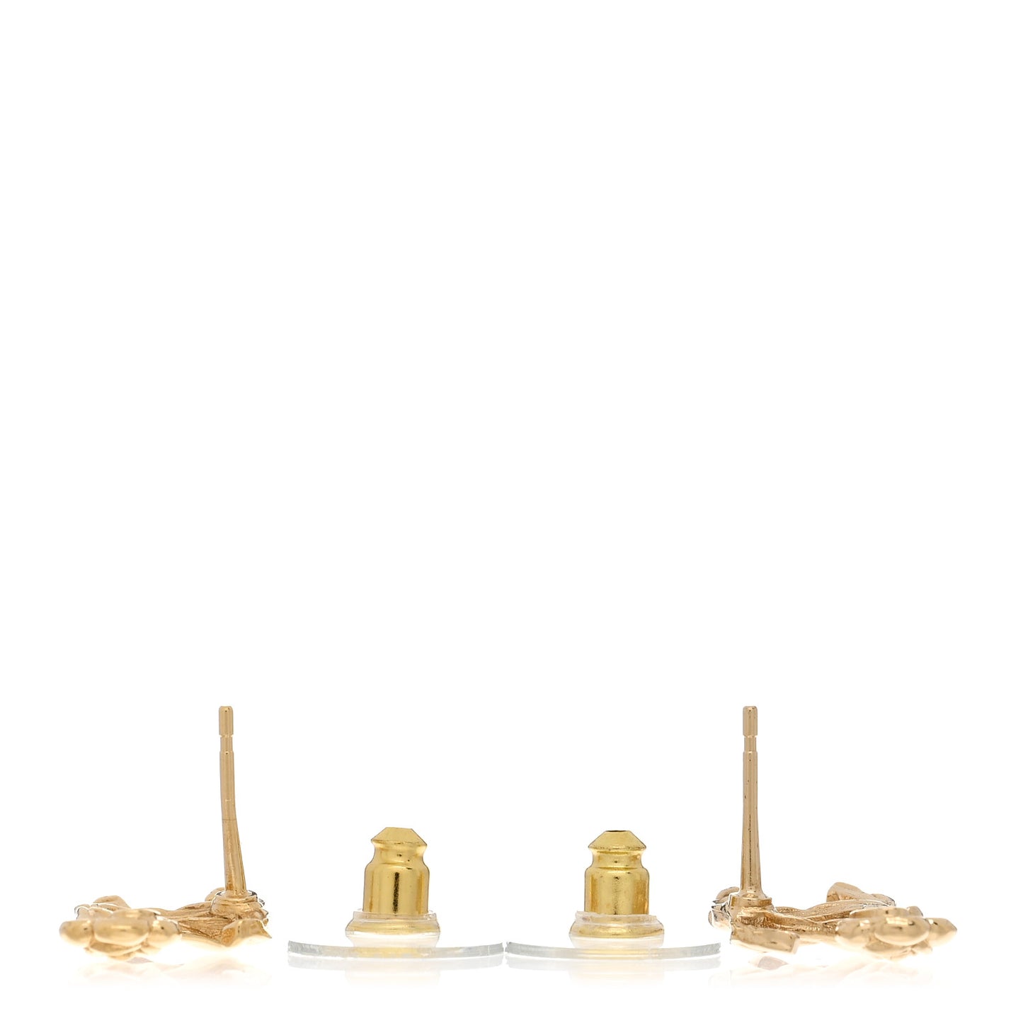 Metal Camellia CC Earrings Gold