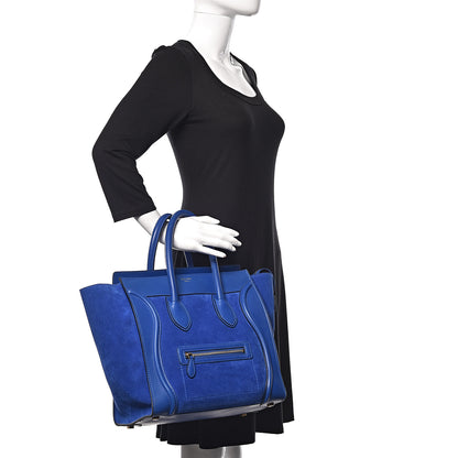 Celine Smooth Calfskin Suede Mini Luggage Royal Blue 2 of 16