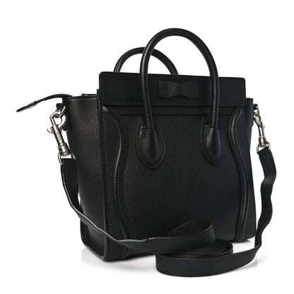 Celine Drummed Calfskin Nano Luggage Black 3 of 10