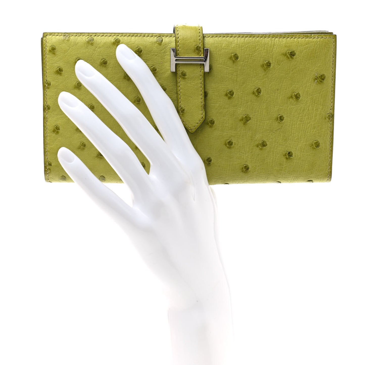 Ostrich Bearn Gusset Wallet Vert Anis
